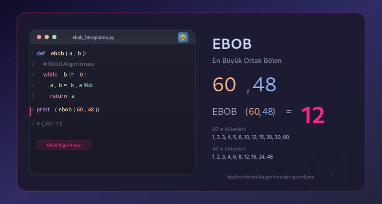 Girilen İki Sayının İçin EBOB Hesaplama