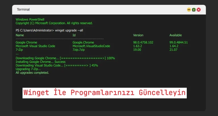 Winget ile program güncelleme